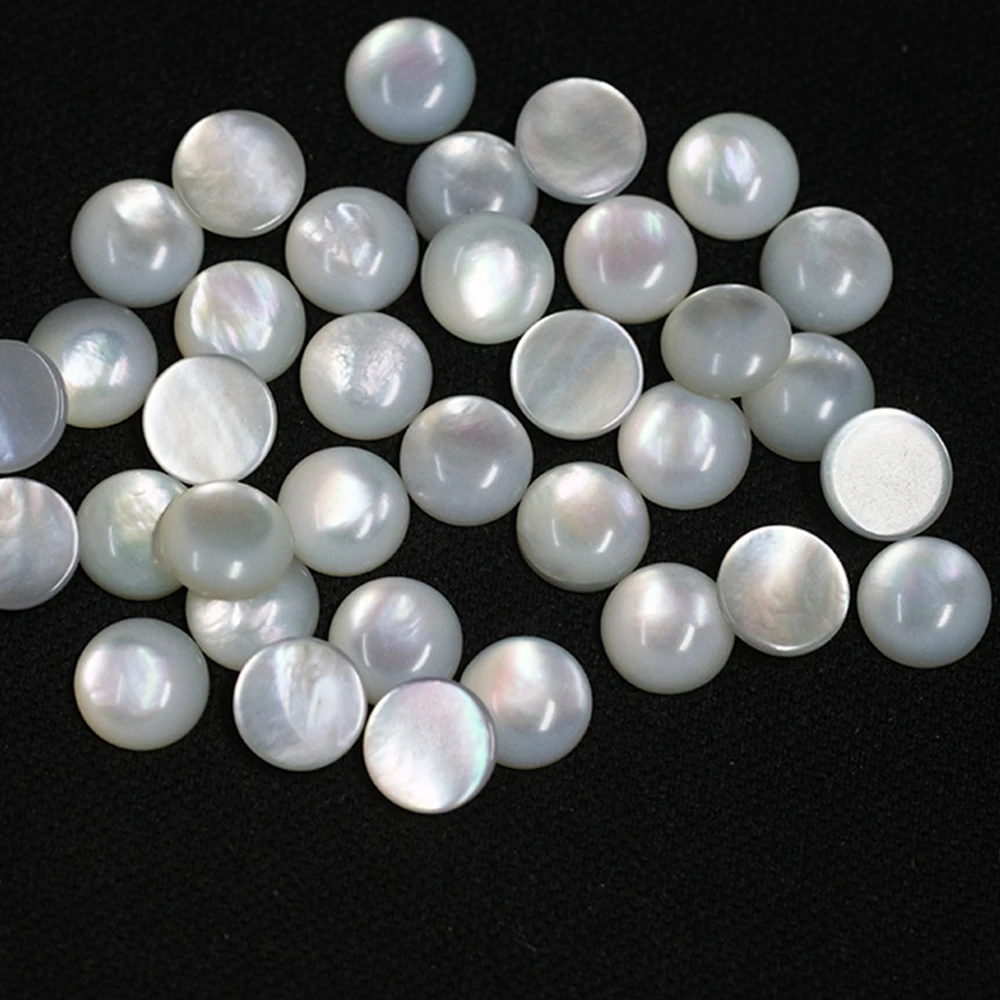 

50PCS/Lot 10*2.2mm Flat Bottom Rond Shape Gemstone Natural White Mother Of Pearl For Jewelry Diy Accessories