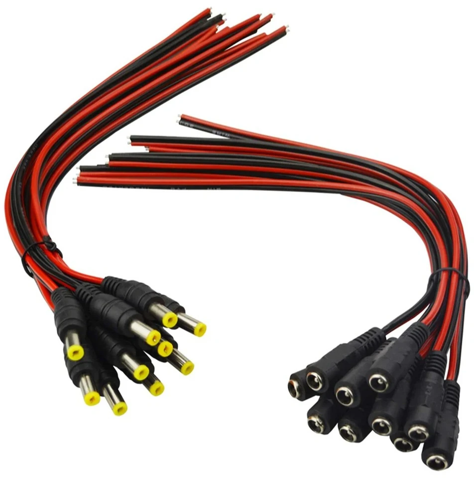 5 موصلات كاميرا تلفزيون بدائرة مغلقة 5.5 × 2.1 مم مقابس كابل ألياف ذيل الطاقة للذكور والإناث #2