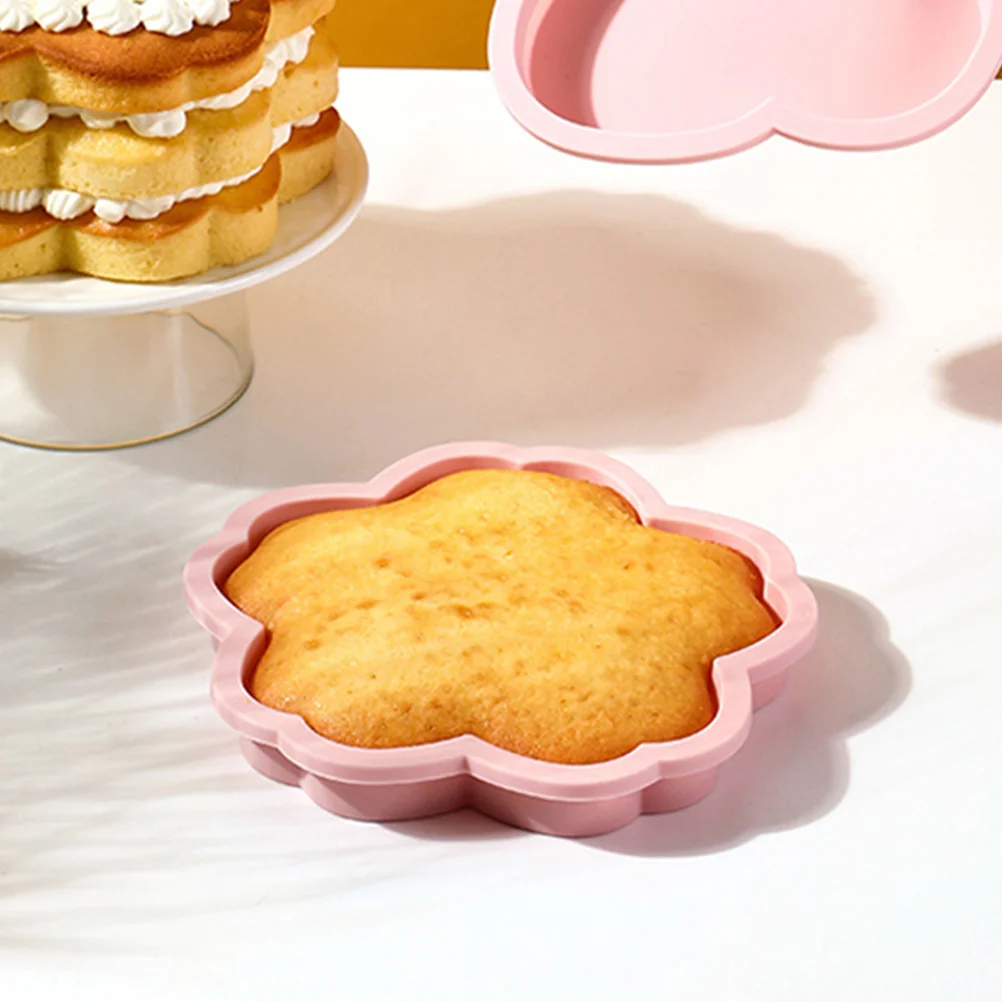 

2 Pcs Flower Cake Mold Cherry Blossom Silicone Biscuits Pan DIY Dish Lollipop Molds