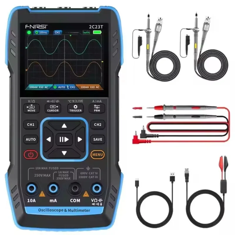 2C23T 15MHZ * 2 50 عينات عملاقة/ثانية المتعدد راسم الذبذبات ثنائي القناة 3In1 راسم الذبذبات الرقمي عالي المستوى مولد الموجي