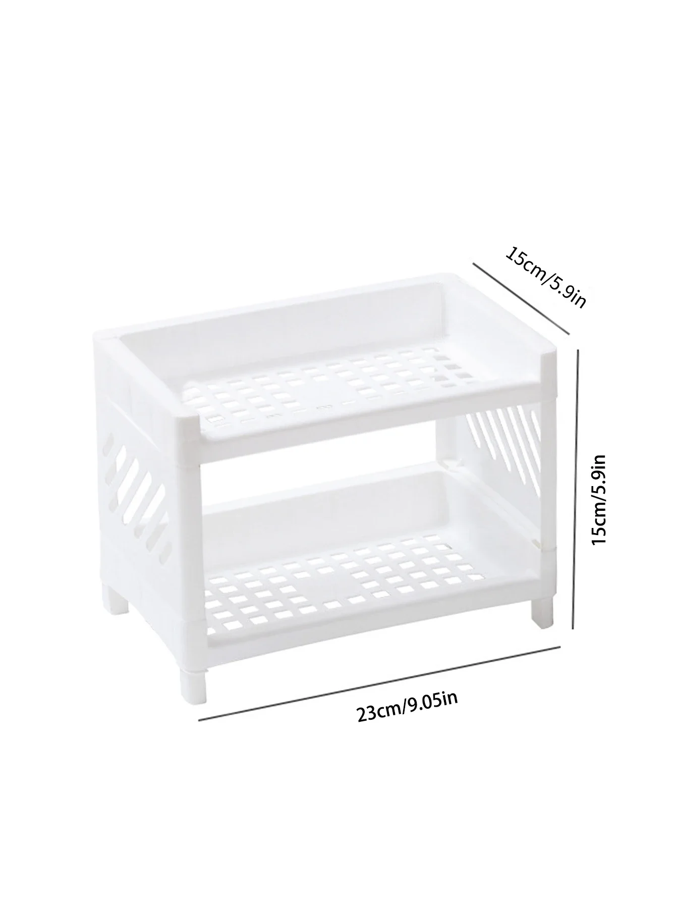 2PCS PP Desktop Double Layer Storage Rack Rectangular White Organizing Student Desk Office Cosmetics Stationery Holder for Books