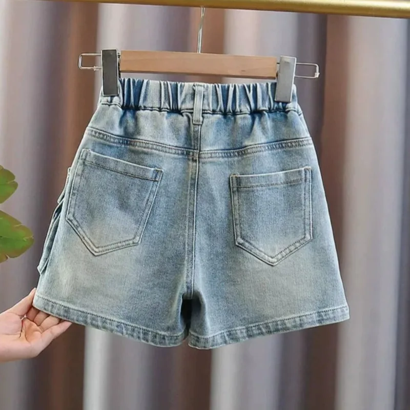 UNITIM Sommer-Jeansshorts für Kinder und Mädchen, Teenager-Mädchen, Röcke, Shorts, 3–14 Jahre, asymmetrische Shorts im Cowboy-Stil für Kinder und Mädchen – Detail 5