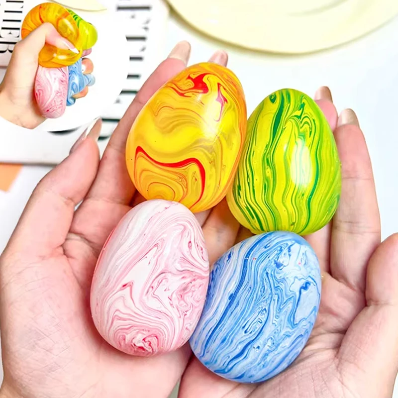 جديد عصري ملون الريوليت البيض العجين كرات عيد الفصح المحمولة لعبة تخفيف التوتر بسط الإجهاد الكرة لعبة ممتعة هدية
