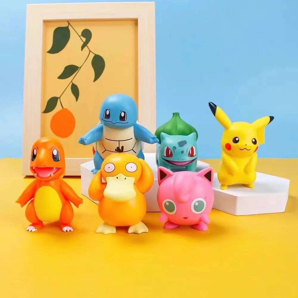 Hot Pokemon Anime Figures Pikachu Toys Model Charmander Psyduck Squirtle Jigglypuff Bulbasaur Kawaii Collect Dolls Kids Gift