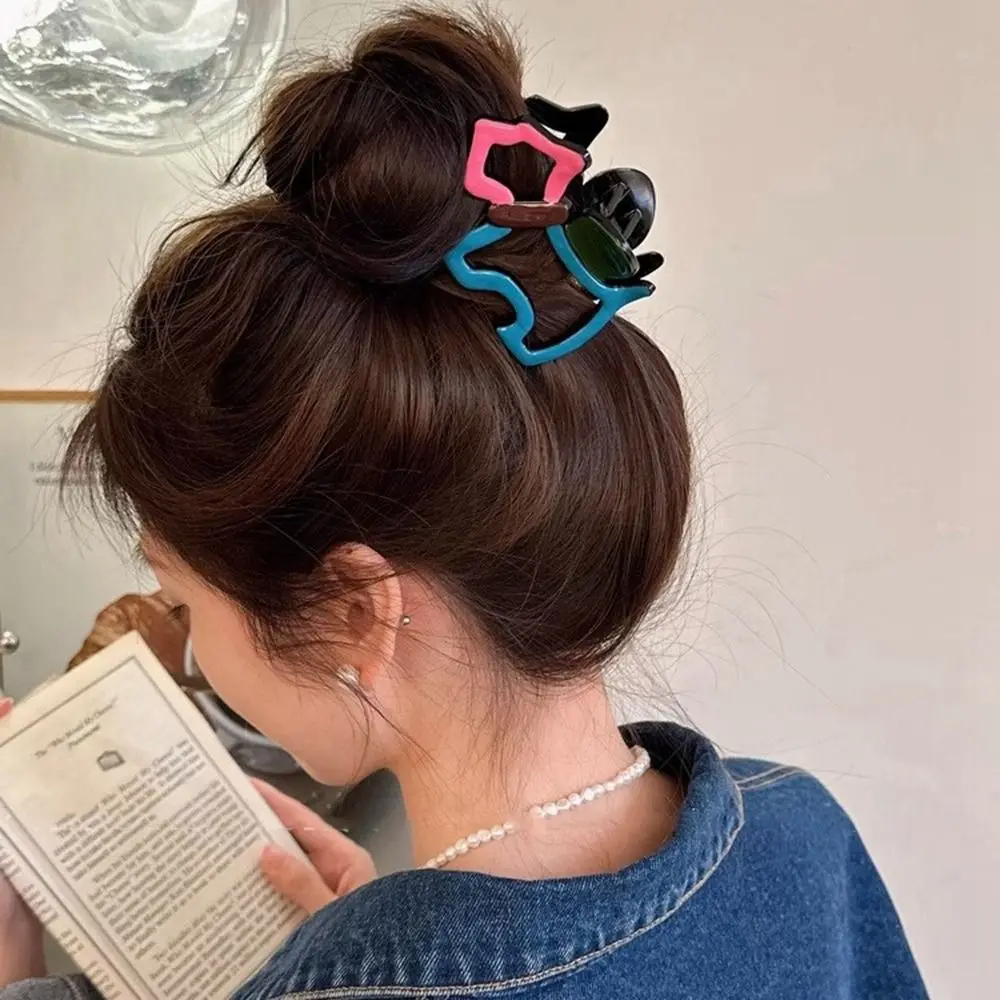 Cute Hollow Out Animal Hair Claw Colorful Cartoon Dog Hair Clip Animal Shark Clip Women Headwear Daily