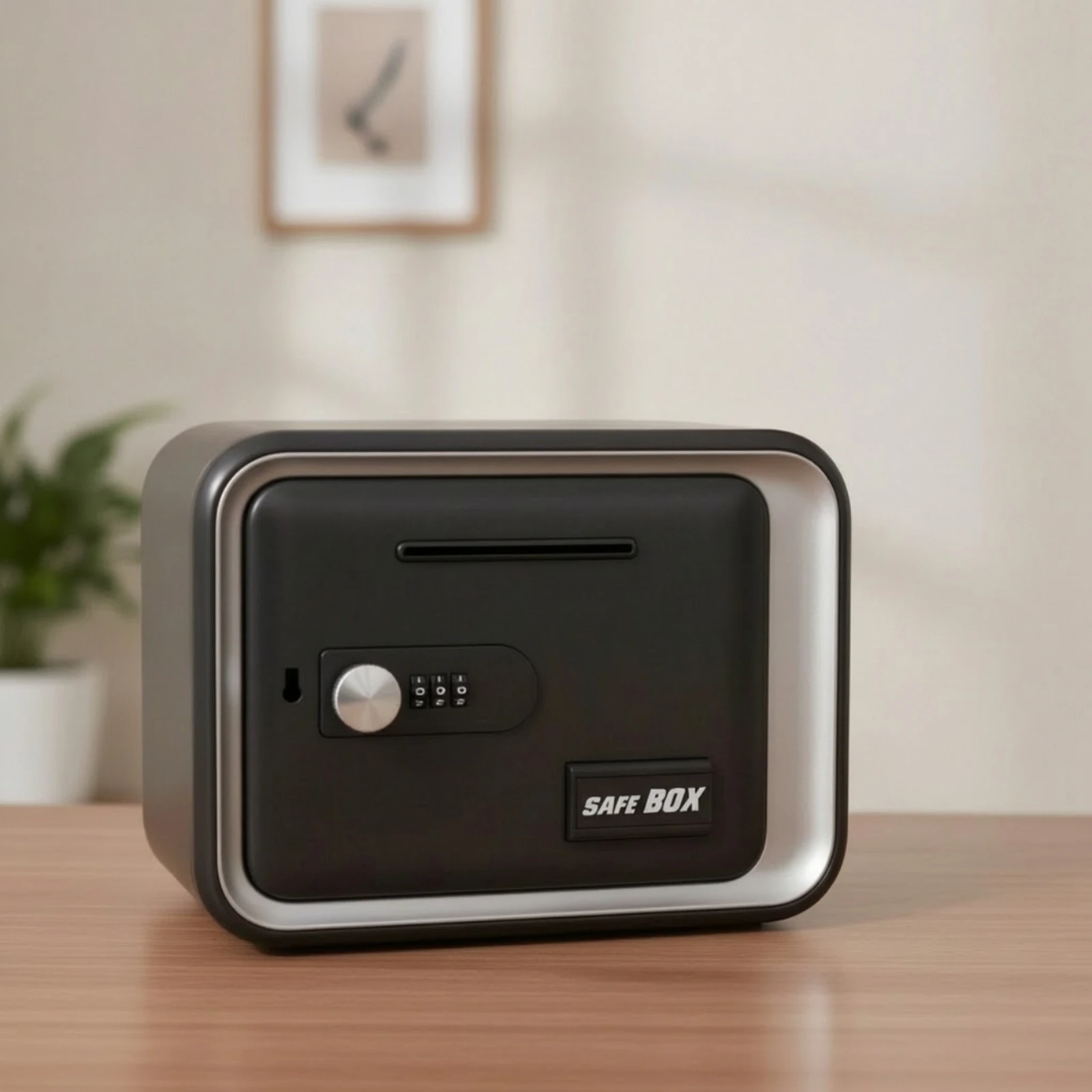 Desktop Currency Box with Currency Slot Lockable Savings Box with Combination Lock Compact Mini for Children, Desk, Bedroom