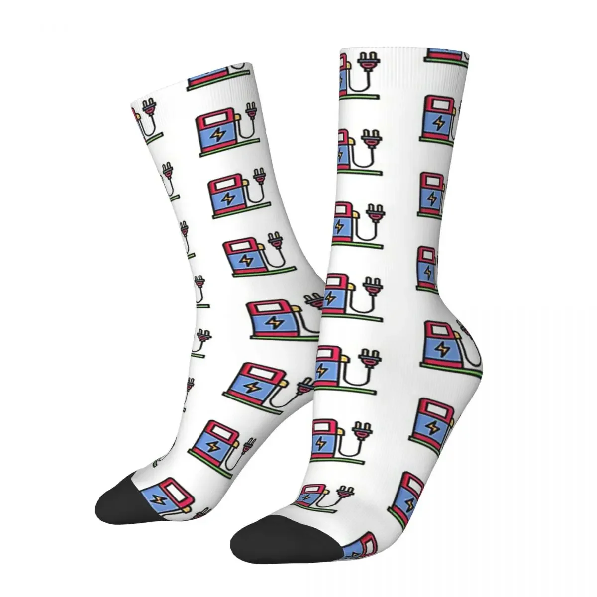 Calcetines largos absorbentes de sudor para hombre y mujer, medias con cargador de vehículo eléctrico, Harajuku, accesorios para todas las estaciones, regalos