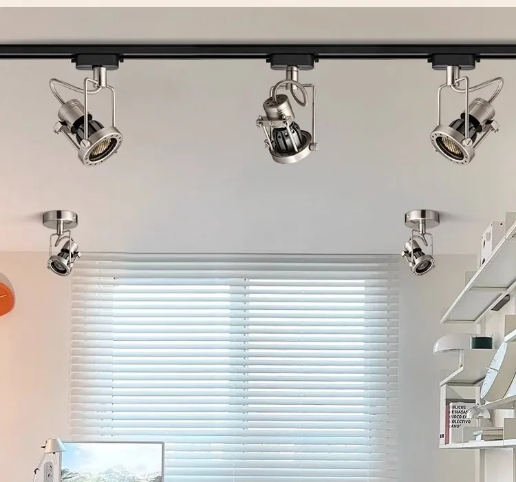 Led Track Light Industrial Style Rail Spot Light Aluminum Brushed Nickel Color Ceiling Lamp Whole Full Set 3 4 Lights Wall Wash