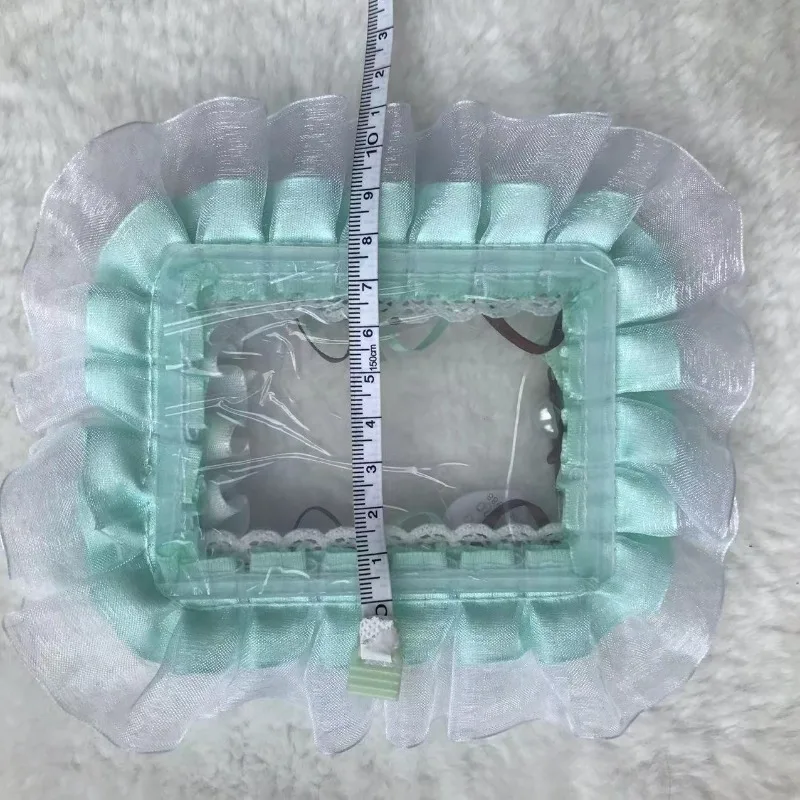 Niedlicher Hasenohren-Fotokartenhalter DIY Minzbonbon-Spitzenschleifen-Badge-Basis Kawaii Lolita Tragbare Itabag Innendekor Fotokartenhülle – Detail 1