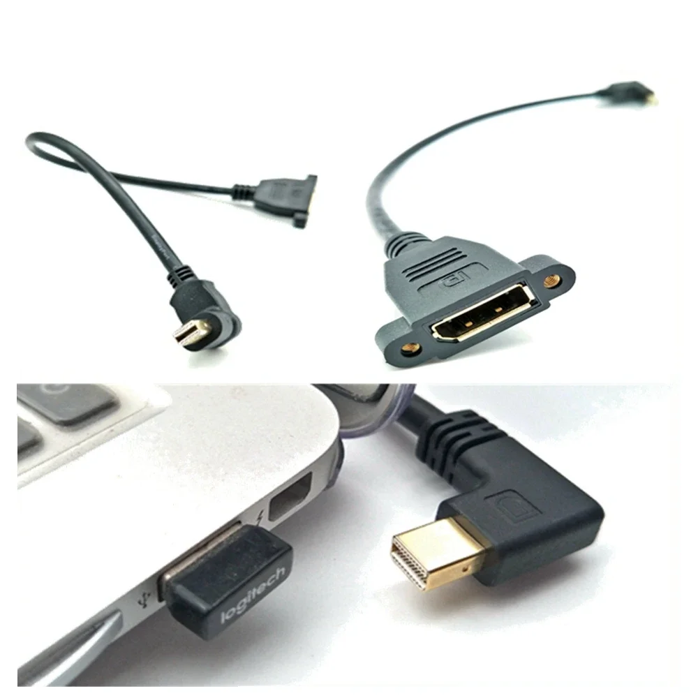MINI Displayport 90 درجة خط تمديد الكوع العلوي والسفلي والأيمن Mini dp ذكر إلى أنثى dp كبيرة إلى 30 سنتيمتر