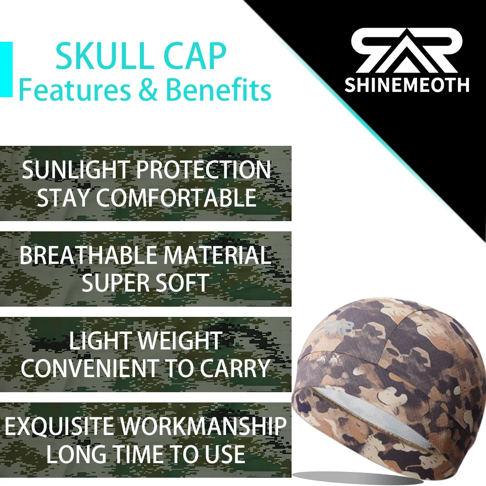 2/3 Pack Camo Skull Cap Elastic Breathable Helmet Liner Sweat Wicking Cooling Head Wrap Bicycle Cycling Running Hat for Men