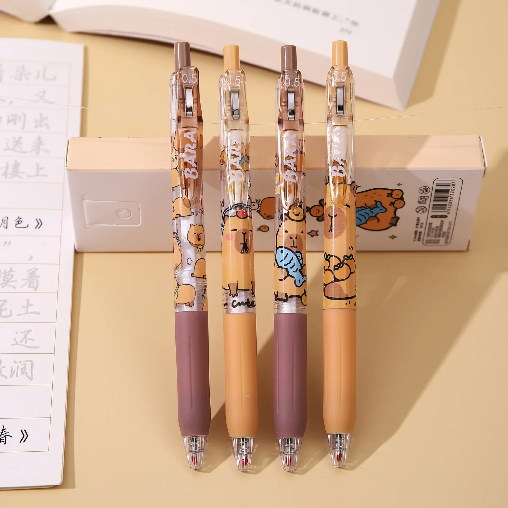 12Pcs Wholesale creative new transparent kapibara gender-neutral pen, high-value student cartoon press stationery pen