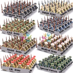 Kids Toys WW2 Military Army Building Blocks US Soviet China UK Soldiers Mini Action Figures Toys For Boys Christmas Gifts