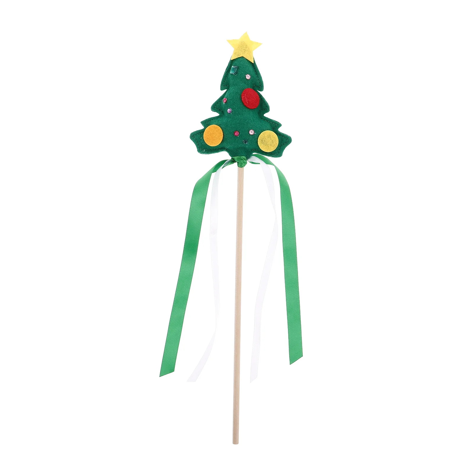 Christmas Tree Fairy Wand Handheld Dress-Up Wand Xmas Tree Shaped Kids Stage Performance Prop Party Decoration