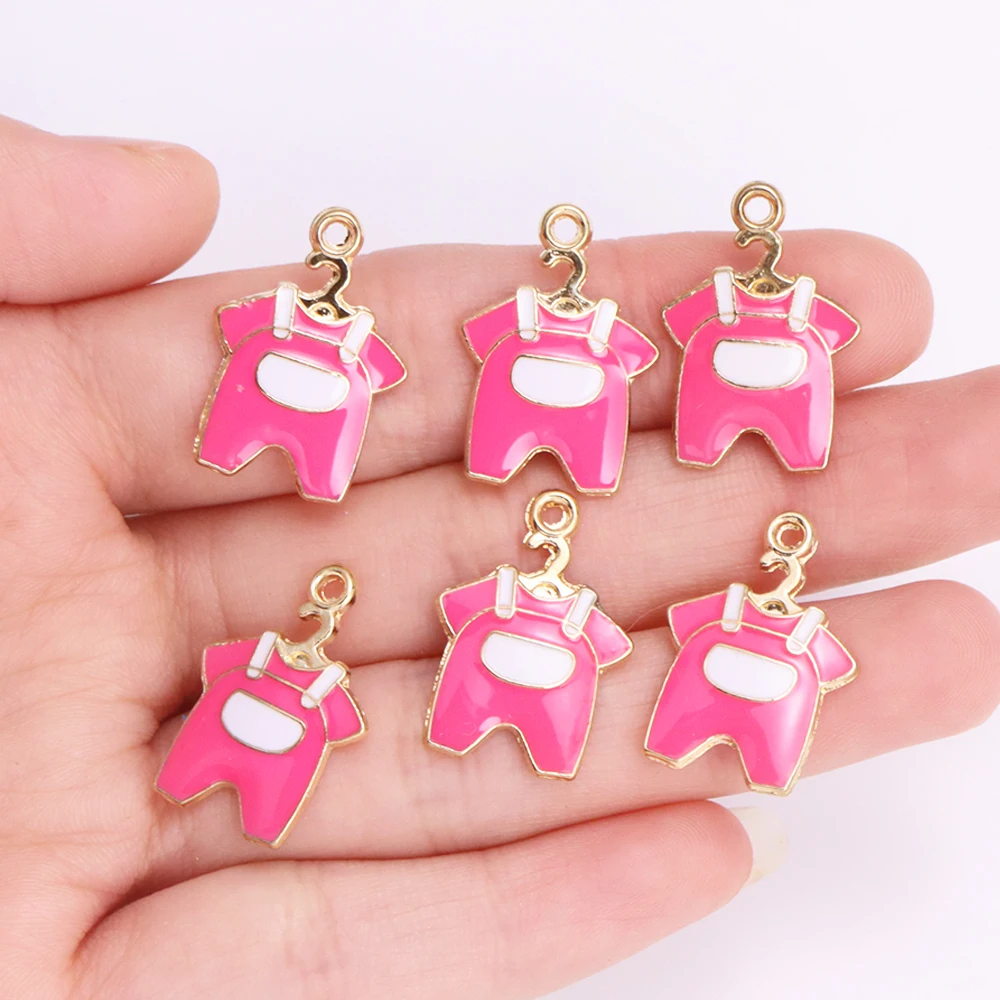 10Pcs Colourful Enamel Baby Clothes Charms for Jewellery Making Cute Children\'s Clothes Pendant Bracelet Earrings Accessories