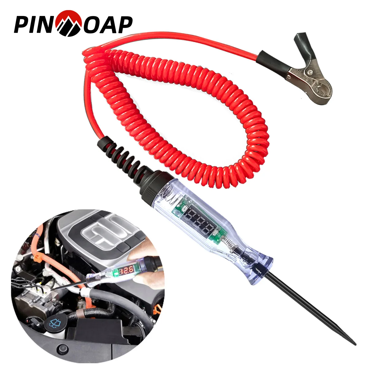 Auto DC Circuit Tester Car Truck Voltage Circuit Tester Digital Display Long Probe Pen Light Bulb Automobile Diagnostic Tools