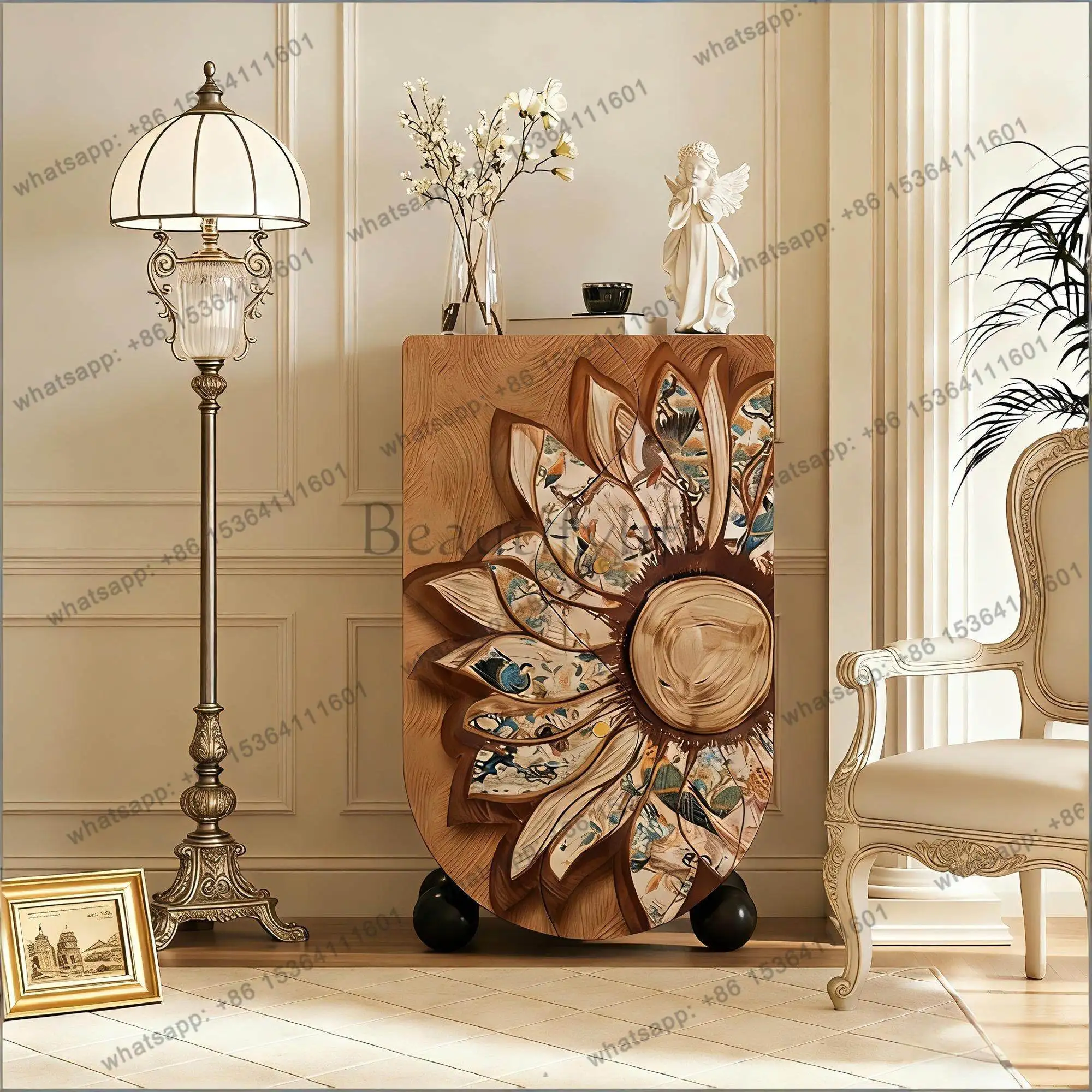 

Retro and medieval style high-end solid wood small apartment decoration storage cabinet