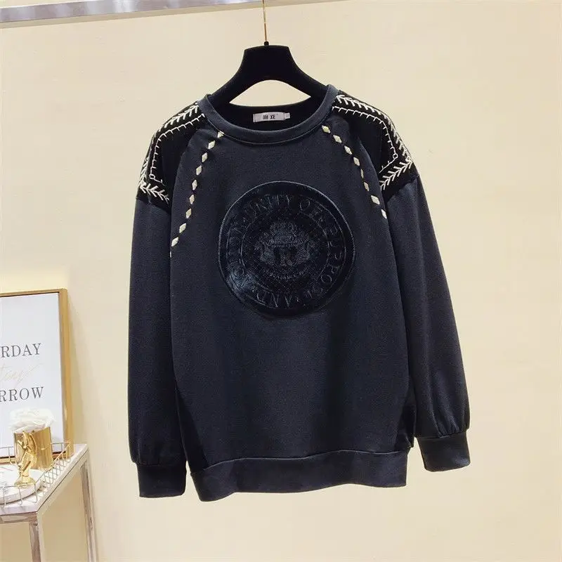 Men's Trendy Sweatshirts Ins Handsome Long-sleeved T-shirt New Spring Autumn Men's Casual Black Top