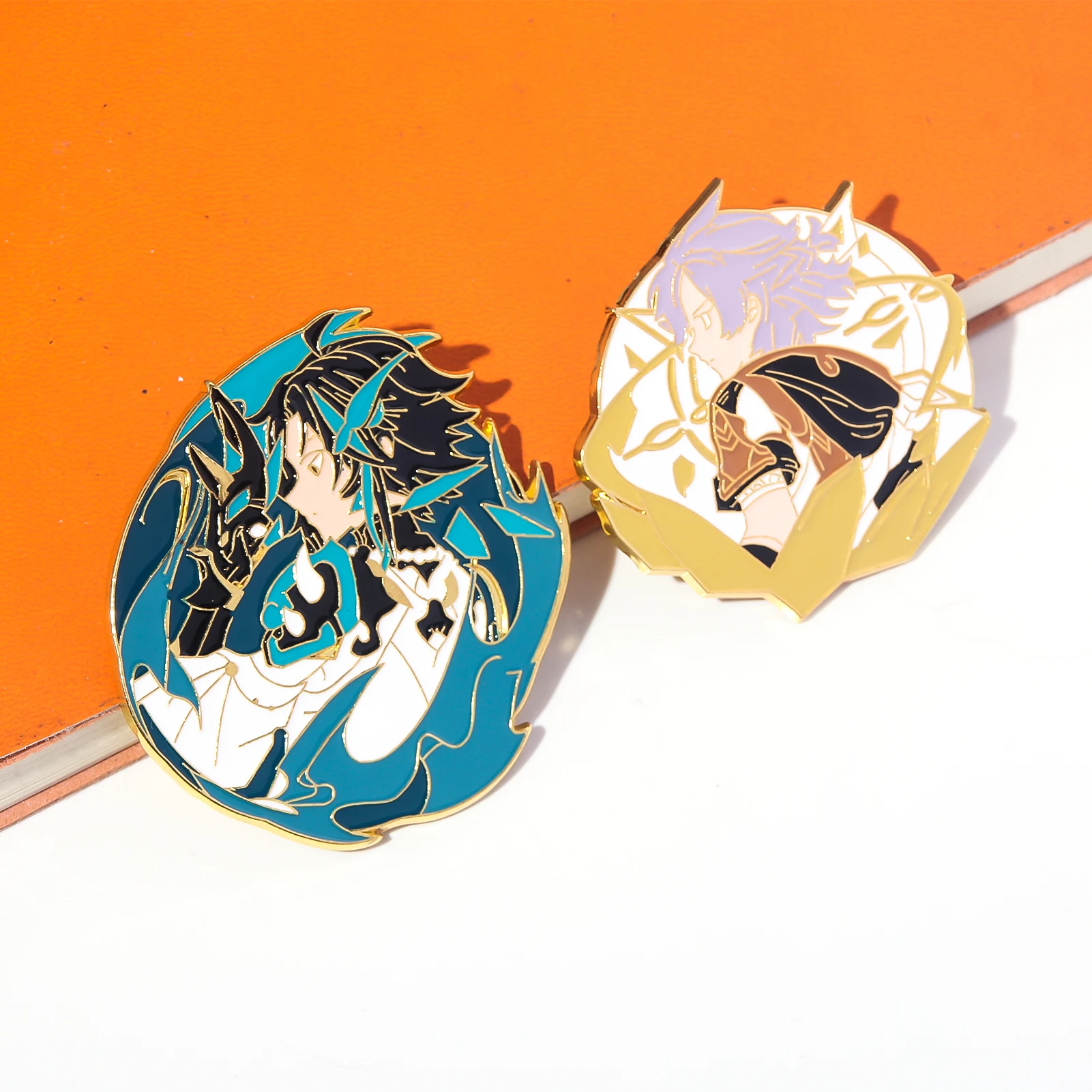 Game Genshin Impact Metal Brooch Pins Albedo Xiao Mask Badge Cosplay Prop For Man Woman Party Jewelry Gifts