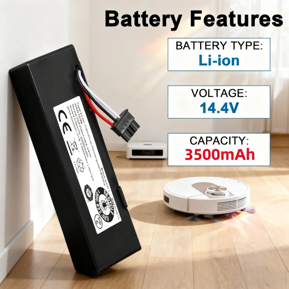 14.8V 3500mAh lithium-ion replacement, suitable for Xiaomi STYTJ02YM floor scrubber 2S/Pro, Yunmi V3/MVVC01-G, Conga3290-3890
