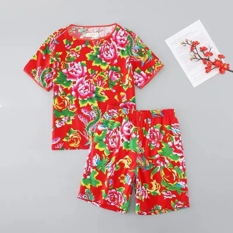 Northeast Big Flower men's women's suits popular Errenzhuan costumes Douyin's same style funny pants versatile thin casual wear