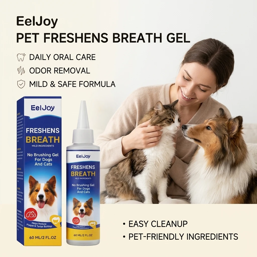 

EELJOY Pet Dental Care Gel Reducing Plaque Tartar & Bad Breath Freshing Natural Formula No Brushing Gum Health Pet Oral Cleaner
