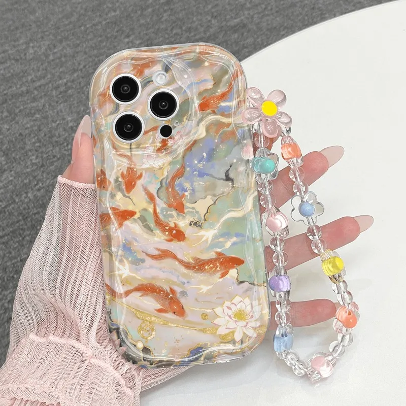 Funda transparente con patrón de carpa de la suerte para Samsung Galaxy A56 A55 A37 A36 A27 A26 A16 S25 S26 S22 S23 Ultra Plus S24 FE 2