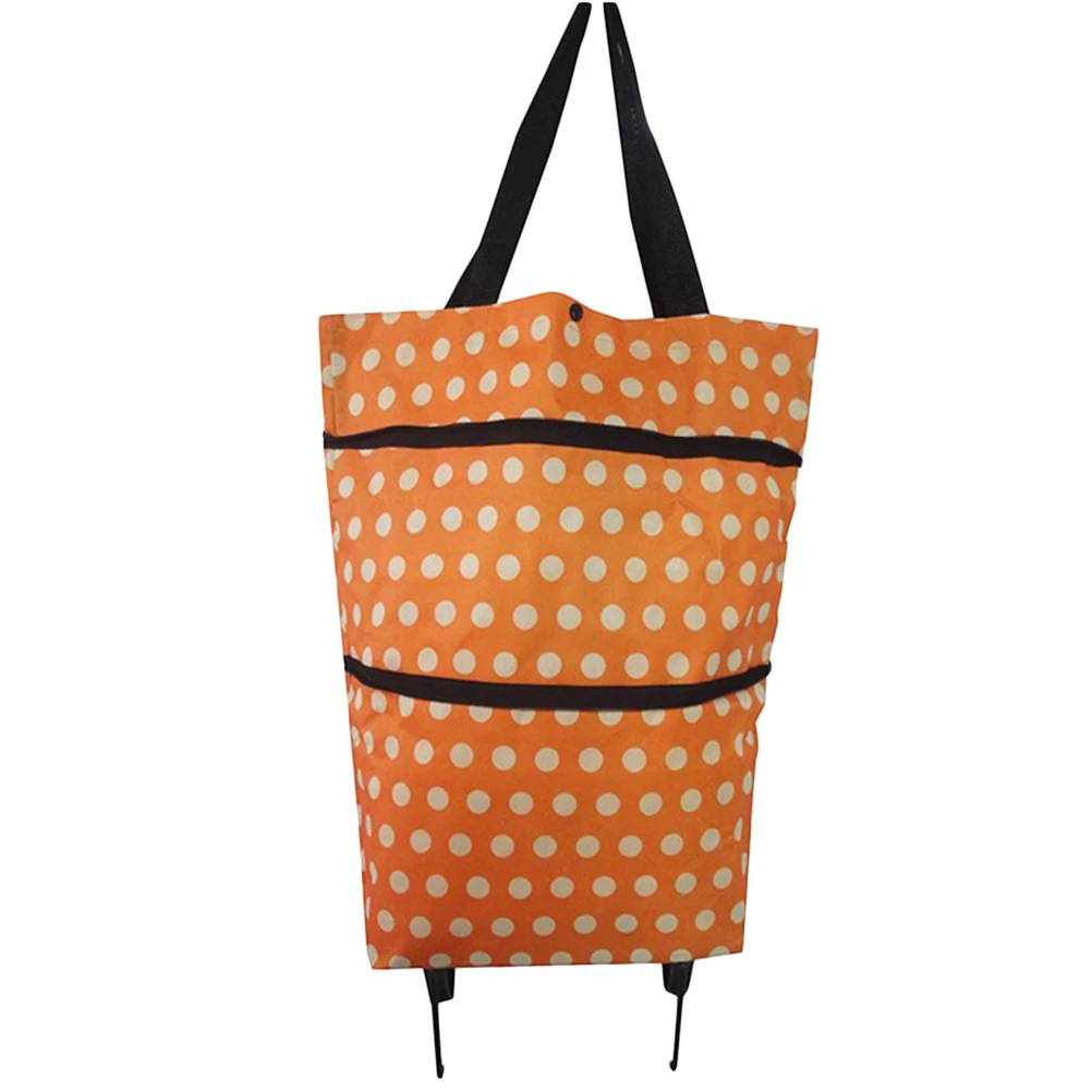 

Folding Shopping Bag with Wheels Shopping Trolley Trolley Bags Foldable Shopping Cart Wheeled Shopping Bag Travel Bag (Orange Po