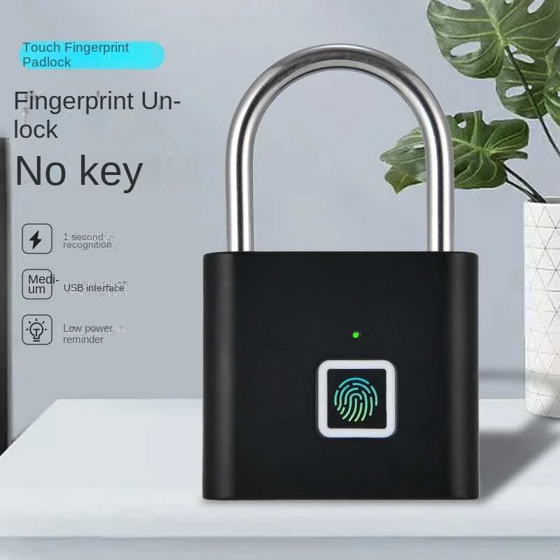 

Keyless Smart USB Charging Fingerprint Lock Smart Padlock Waterproof Door Lock 0.3sec Unlock Portable Anti-theft Padlock Zinc