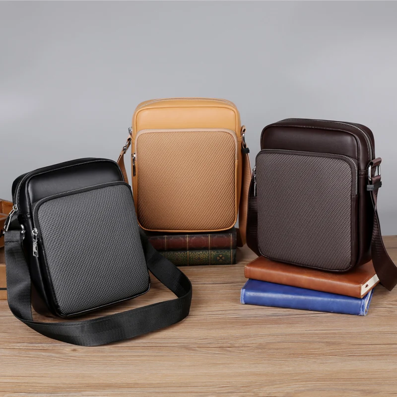 جلد الذكور حقيبة كتف موضة حقيبة كروسبودي الصبي العلامة التجارية حقيبة ساع bandolera hombre 2025 جديد بلون حقيبة يد رجالي pu