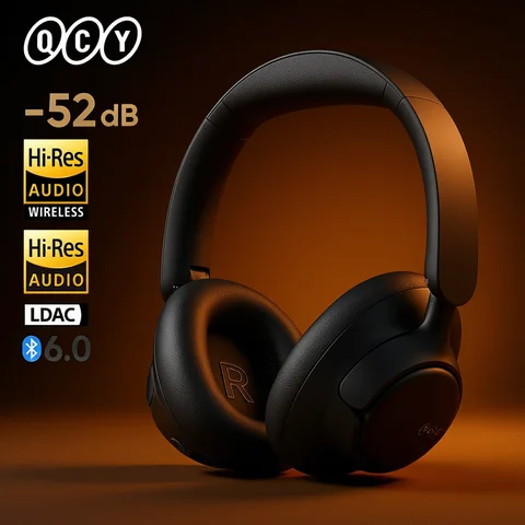 QCY H6Neo Wireless Headphones 52dB Adaptive Hybrid ANC Bass Boost Headsets Hi-Res LDAC Bluetooth 6.0 Spatial Audio Headphone 96H