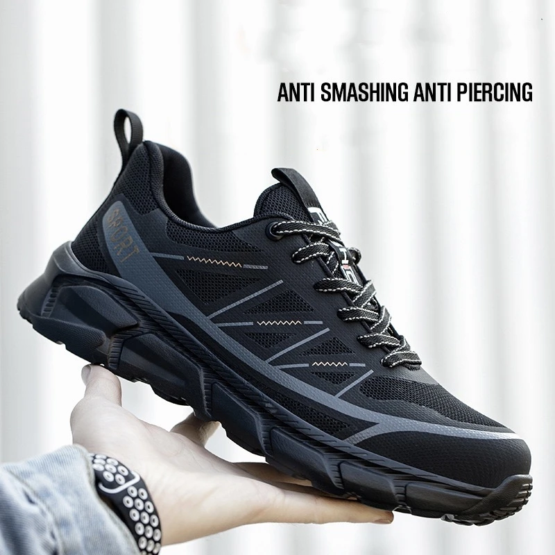 Men's soft and lightweight anti-smashing steel head anti-puncture protective shoes fashion wear-resistant work safety shoes