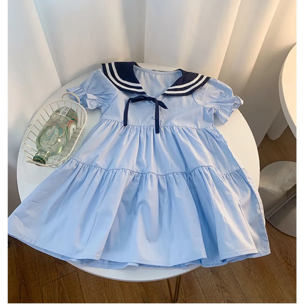 

Children's Dress Summer New Girl Academy Style Navy Collar Princess Dress Baby Short Sleeve Fashionable Skirt