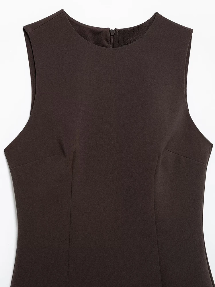 Siyang moda feminina chique babados malha emendado playsuit vestido feminino o-pescoço sem mangas vestidos senhoras elegantes