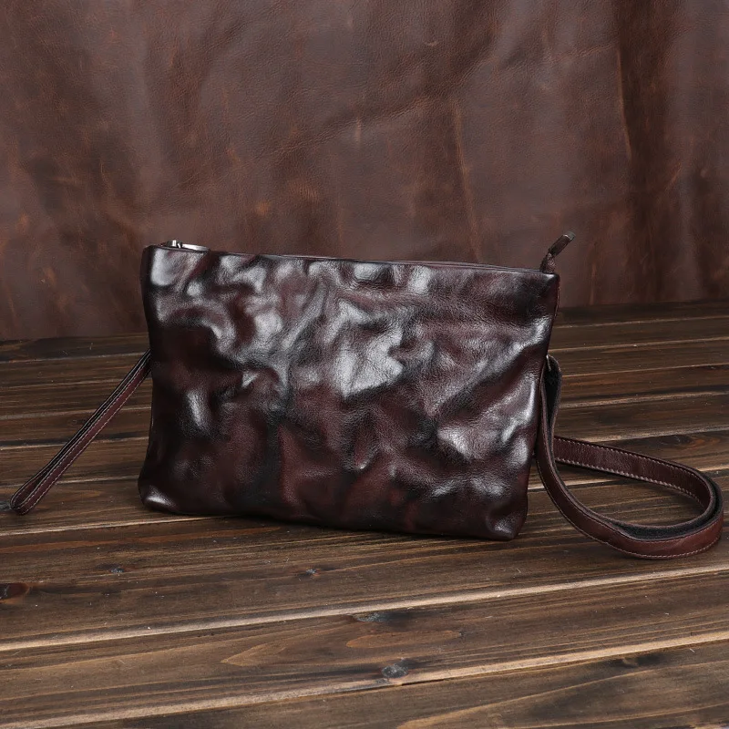 Men's Double Zipper Clutch Wallet Long Genuine Leather Phone Bag Purse Large Size Coin Card Holder Money Wallet
