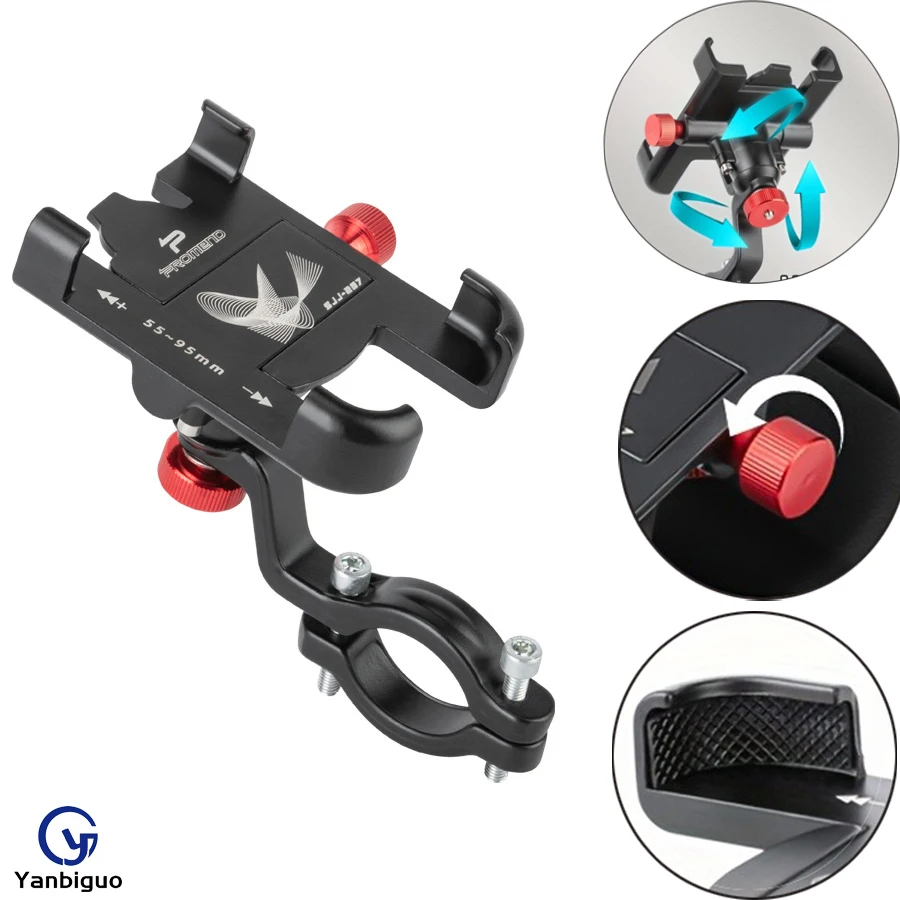 

Rotating Aluminum Alloy Motorcycle Bicycle Mobile Phone Holder - Strong Lock,Anti-shake,Adjustable Anti-Slip Easy To Install