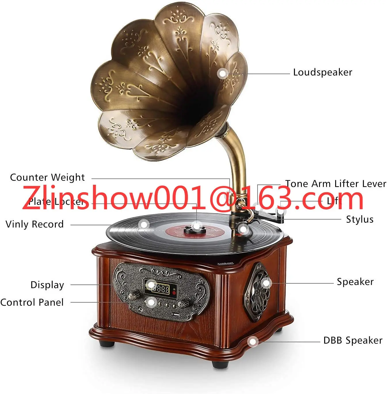 Европейский высококачественный антикварный проигрыватель граммофона, беспроводной компакт-диск, твердый деревянный винтажный проигрыватель виниловых пластинок, Bluetooth Mini Aux Home