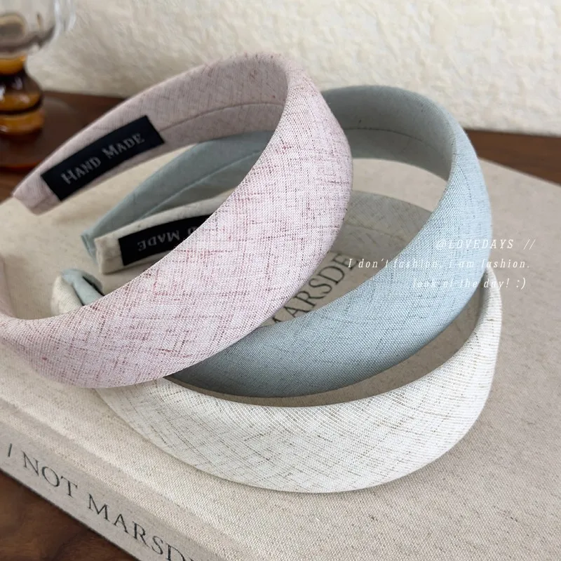 Hairband Wide Diamond Checkered Cloth Flat Sponge Lightweight Spring Summer Fresh for Women Elegant Simple Versatile