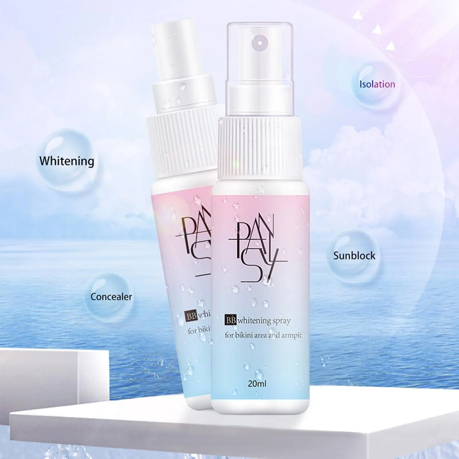 Spray blanqueador de crema BB de 20 ml para cosméticos fáciles de aplicar de larga duración