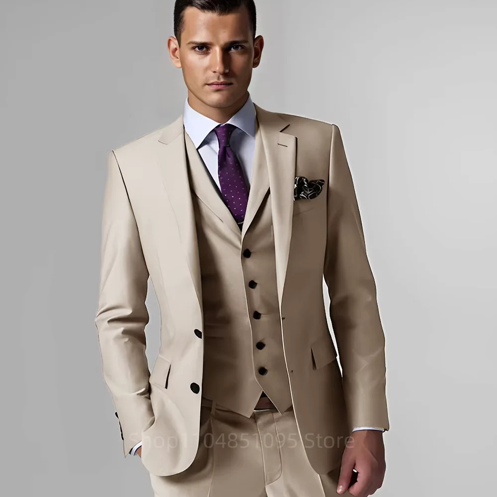 

Men's Formal Terno with Notched Lapel Celebrity 3-Piece Suit Two-Button Blazer Vest Pants Set