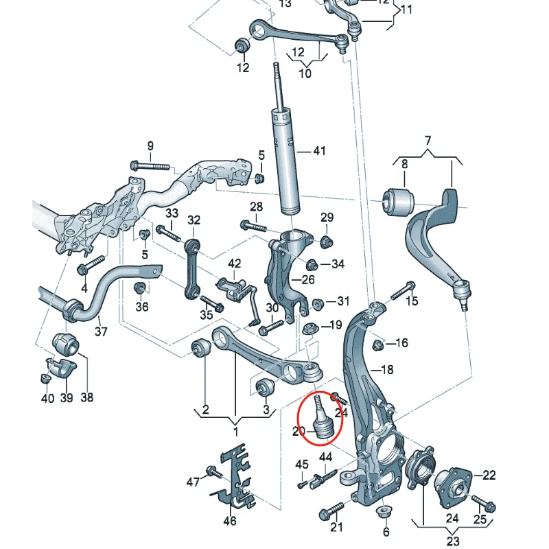 ذراع التحكم السفلي بجودة OE لأودي A4 A5 B8 Q5 A6 C7 S4 S5 - طقم استبدال وصلة كروية ودبوس كينج 4G0407689C