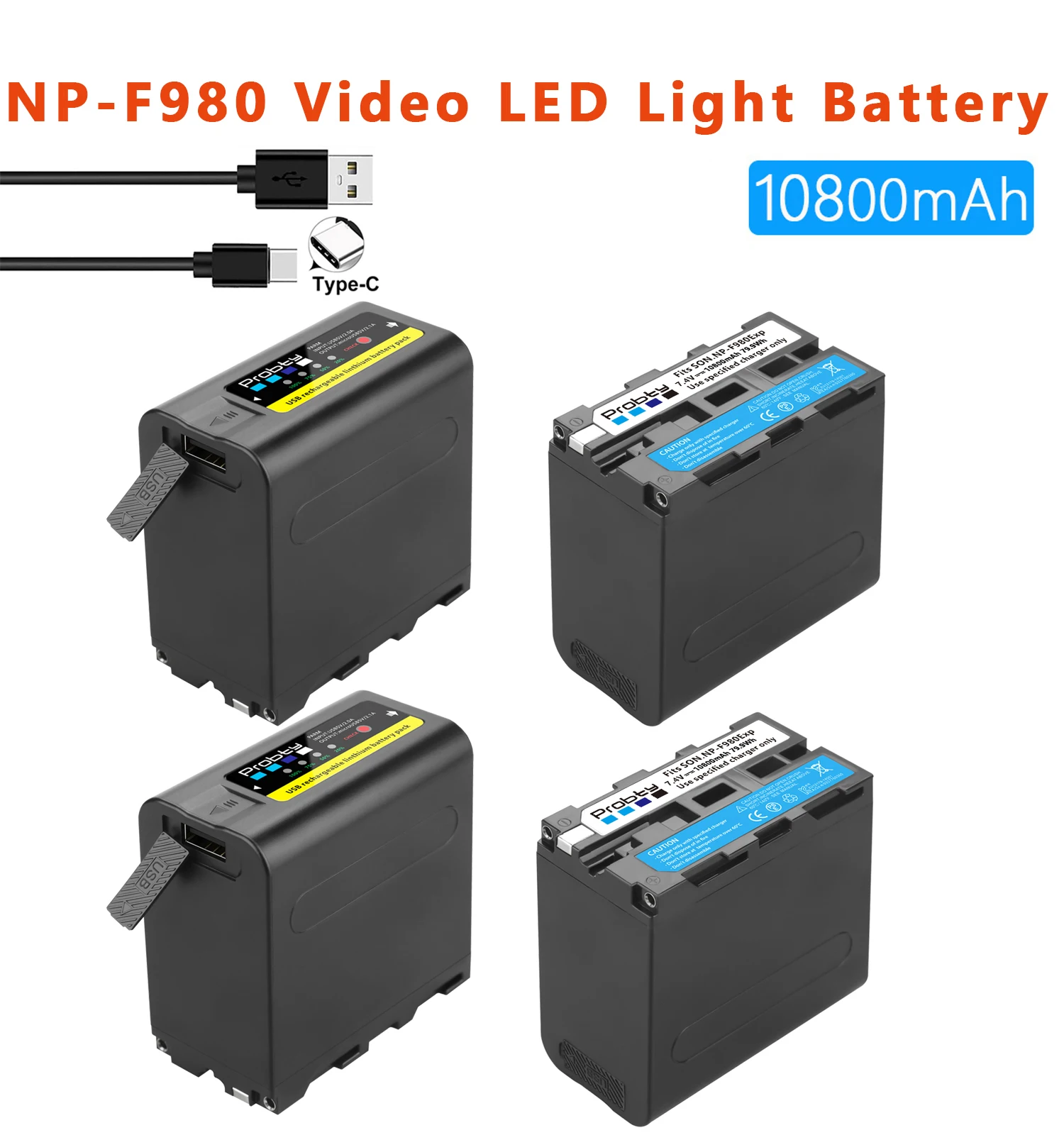 NP-F970 NP-F980 10800mAh with LED power indicator Photographic Lamp Battery for NP F970 F960 LED Video Light Lamp Battery