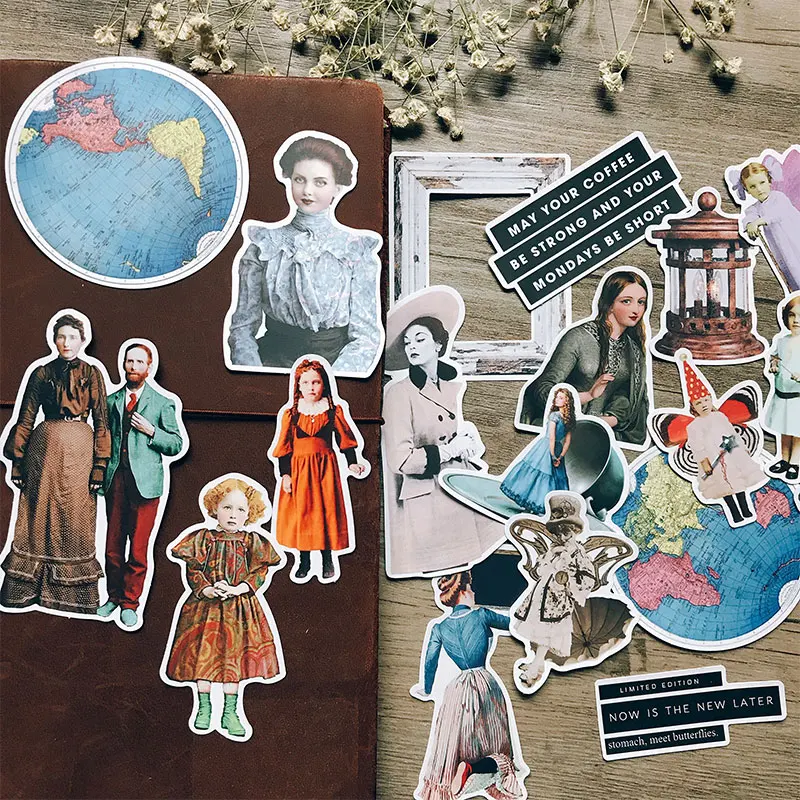 19pcs Vintage Ephemera stickers handbook Stickers DIY Craft Photo Albums Sticker/Scrapbooking Stickers