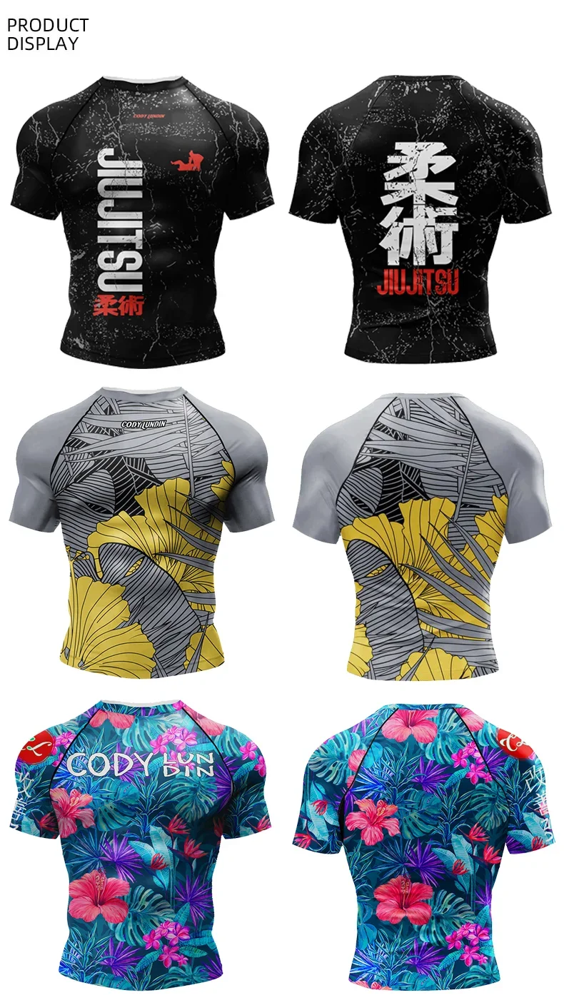 2023 Neue No-Gi BJJ Shirts Jiu-Jitsu Kickbox-Trainings-Rashguards aus Polyester-Spandex mit Kompression und Sublimationsdruck für Sport und Fitness – Detail 2