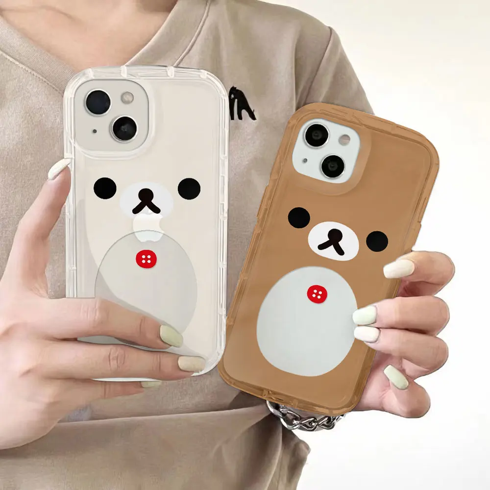 Fashion Cute Cartoon Rilakkuma Bear Clear Case for Samsung Galaxy S10 S20 S20 S21 S21 S22 S23 S24 S25 Ultra Plus 5G Airbag Cover