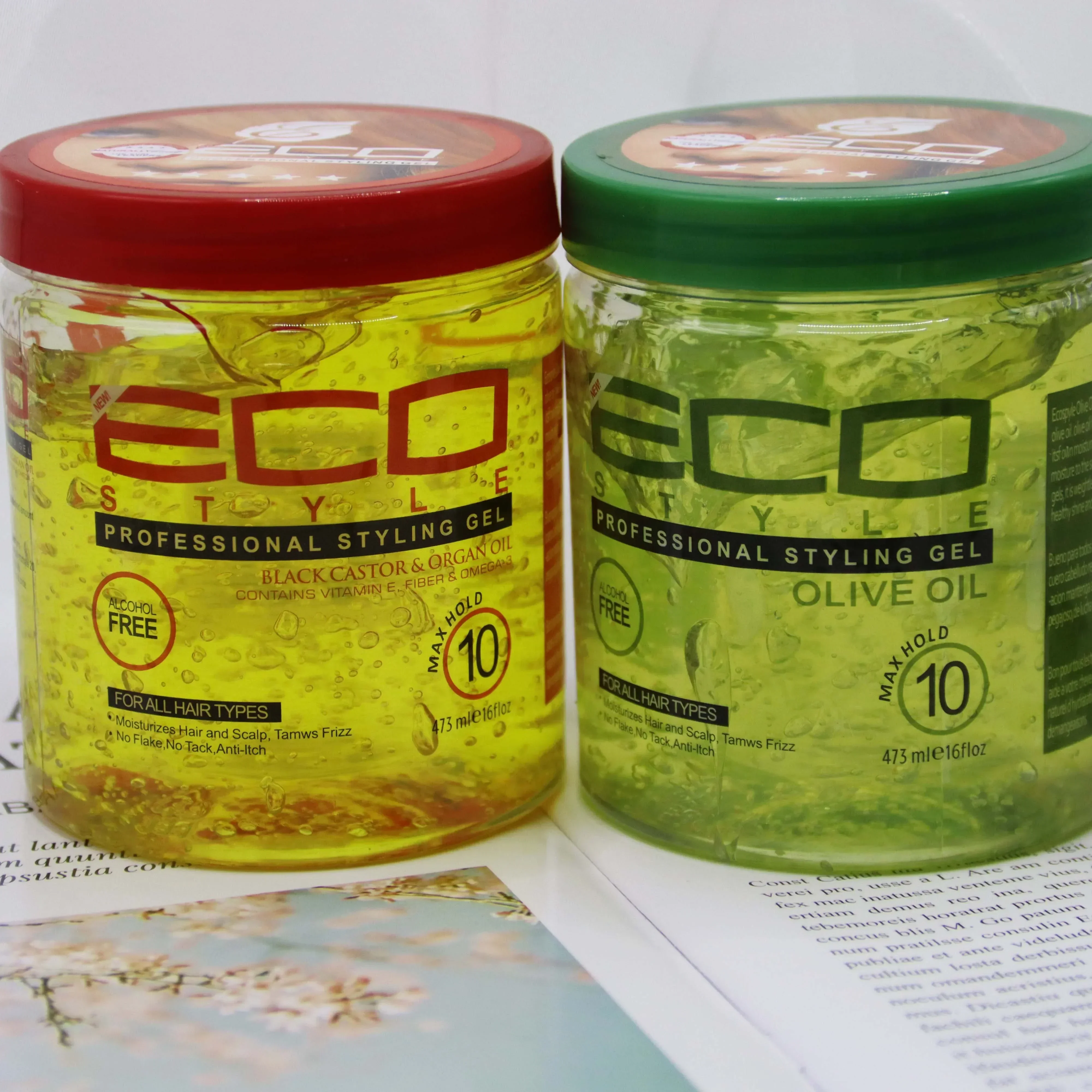 16OZ/473ML 2Colors Olive Oil Maximum Hold Gel with Olive Oil Eco Styler American Eco Hair Styler Styling olive oil Gel