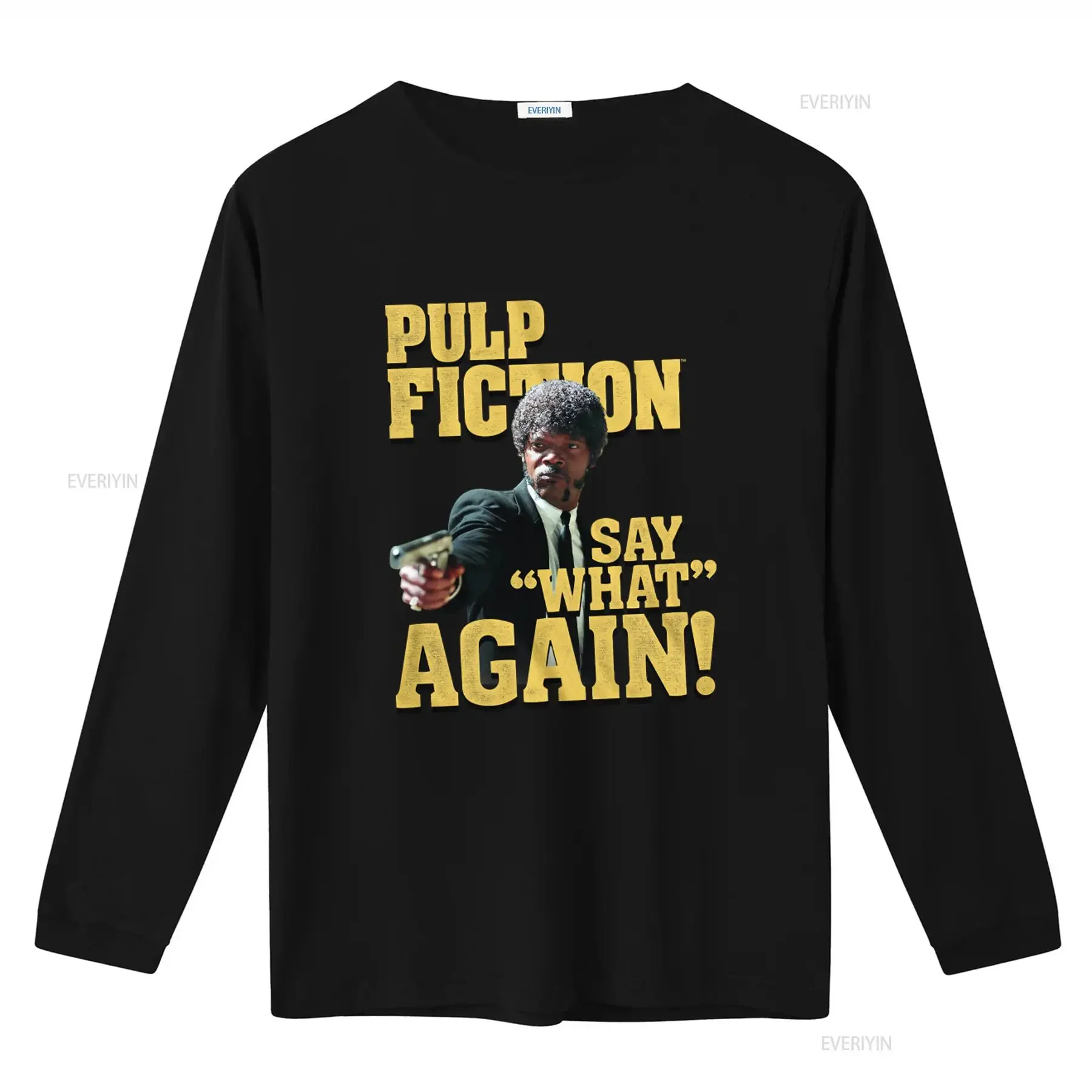 Pulp Fiction Movie Quote Say What Again T Shirt  vintage Washed fashion homme Soft streetwear graphic Breathable Stylish