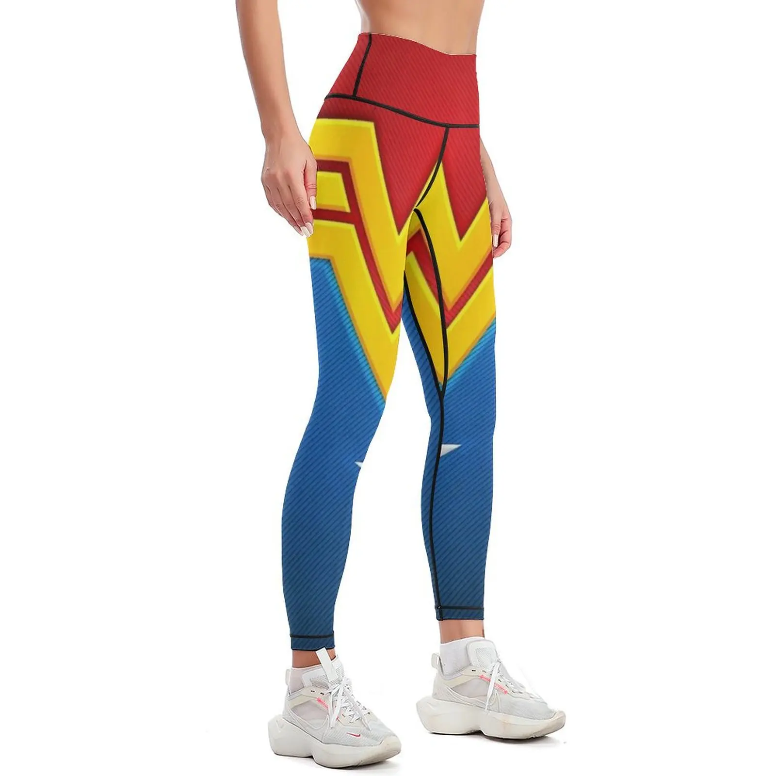 Wonderful Girl Red Gold blue logo Leggings Tight fitting woman sport pants sports tennis for sporty woman gym Womens Leggings