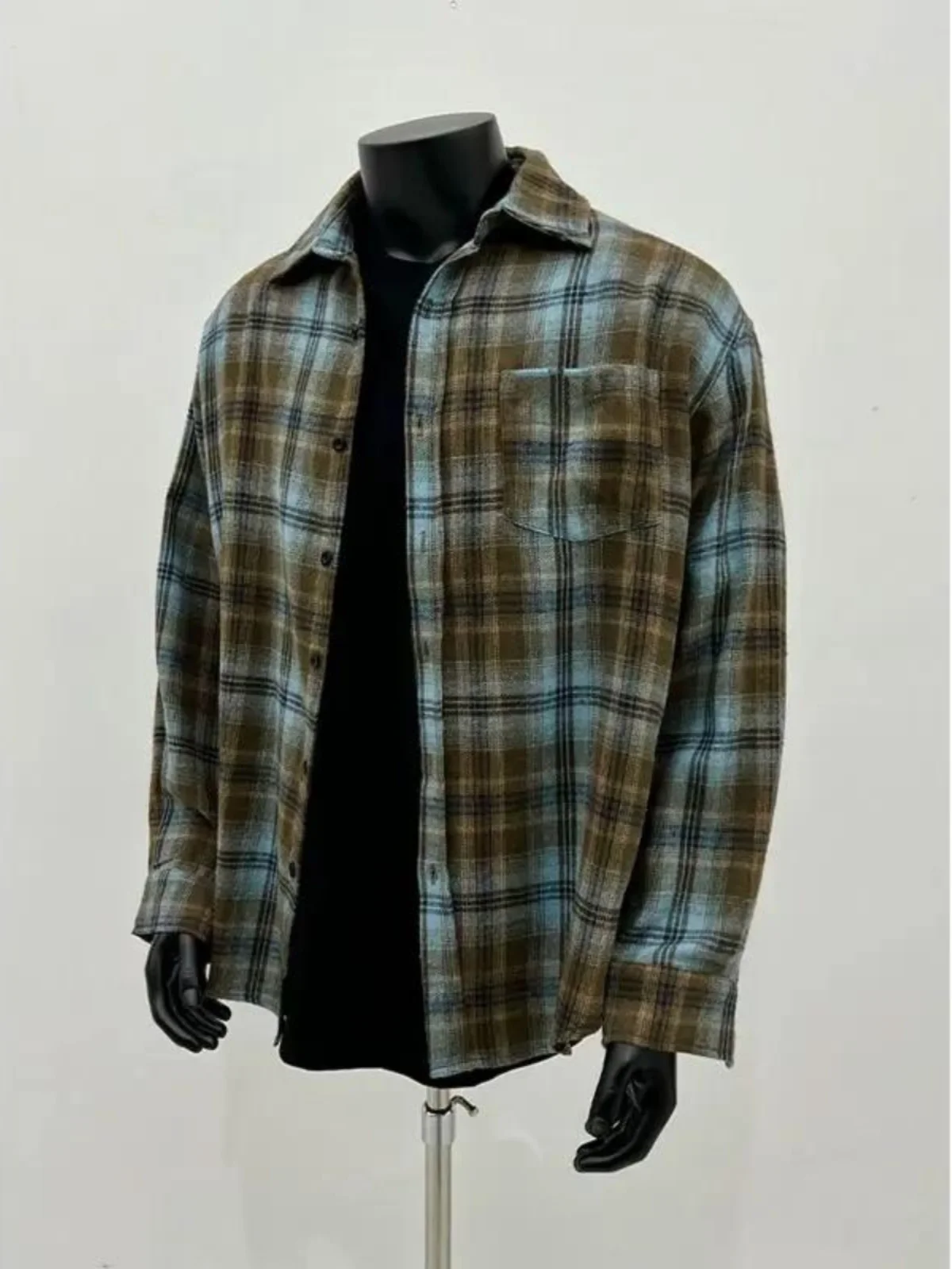 

Мужская рубашка Cleanfit в клетку с длинным рукавом, весенняя, с воротником, в американском ретро-стиле, для пар, сине-коричневая, приталенная, молодежная, модная