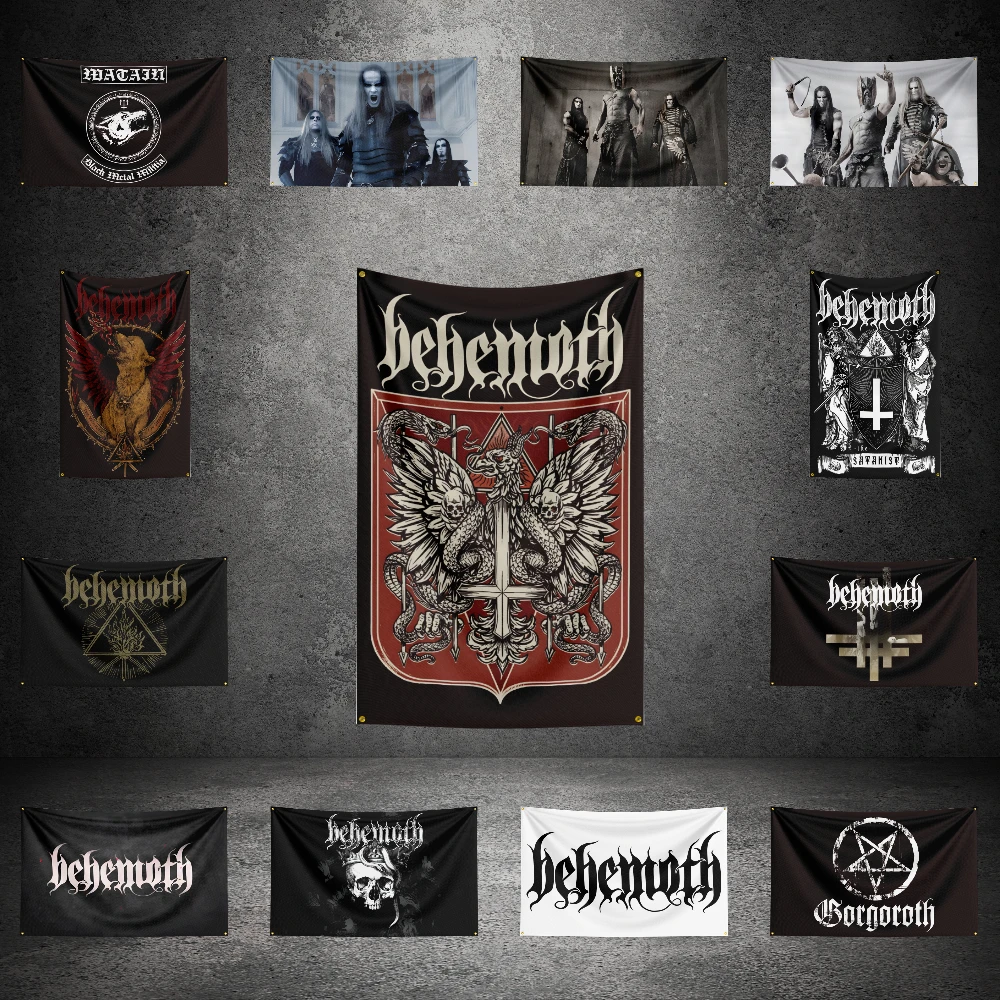 

3x5 FT Be-he-mo-th Music Band Flag Custom Flags Wall Hanging Tapestry Outdoor Garage Room Decorative flag Background Blanket